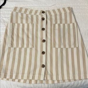 Old Navy Beige and white stripe button down skirt